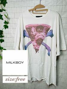 MILKBOY【スカルボーンピザ】完売 入手困難 ミルクボーイ Tシャツ オーバーサイズ ホワイト 111024-020