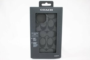 ◎ 美品 COACH コーチ iPhone15 ケース シグネチャー ブラック×グレー スマホケース 携帯ケース 箱付き