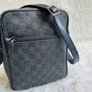 1円 正規品本物 GUCCI グッチ 03136 20047 GGキャンバス×レザー ショルダーバッグ クロスボディバッグ 斜め掛け レディース メンズ グレー