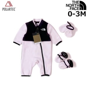 売切り【正規新品】THE NORTH FACE BABY DENALI ONE-PIECE SET ロンパース US限定 キッズ 子供服 ポーラテック ロゴ刺繍(0-3M)紫 240517-15