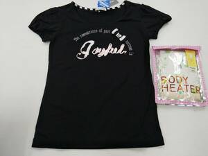 【再値下げ！タグ付き！未使用！】★ CLOSSHI/BODY HEATER（7i）★子供服 カットソー Tシャツ 黒＆タンクトップ 肌着 白 160㎝ 2点セット