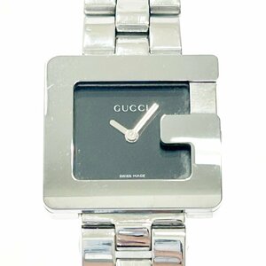 【1円スタート】GUCCI グッチ 3600L スクエア SS ブラック文字盤 クオーツ レディース腕時計 278375