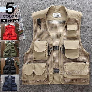 J40★フィッシングベスト　ベスト　釣り ベスト　メッシュベスト メンズ アウトドアウェア 登山服 カメラマン