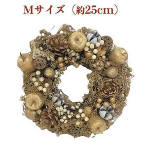 お花のクリスマスリース Mサイズ 約25cm 玄関 ドア 紙スタンド付き ドライフラワー おしゃれ 造花 高級 豪華 飾り