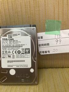 1TB 中古ハードディスクHDD 2.5インチ TOSHIBA:MQ01ABD100 使用時間:99 h 【管理番号】20