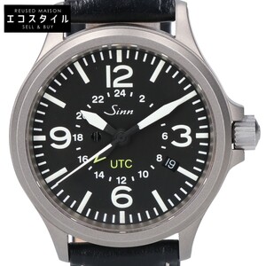 Sinn ジン 856.0850 SS 黒文字盤 UTC パイロットウォッチ レザーベルト 自動巻き 腕時計 ブラック メンズ