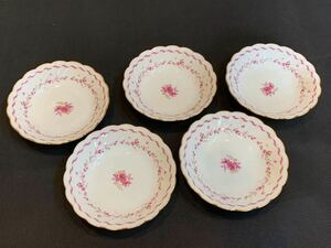 中古美品 ノリタケ Noritake スタジオコレクション 深皿小 5枚セット 14,5cm バラ 花柄 金縁 飾り コレクション