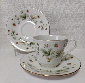 ◎ROYAL DOULTON ロイヤルドルトン【STRAWBERRY CREAM】ストロベリークリーム 金縁 カップ(1) & ソーサー(2) セット　