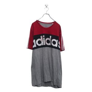 adidas 半袖 プリント Tシャツ アディダス XLT レッド グレー ビッグサイズ クルーネック 古着卸 アメリカ仕入 a605-5814