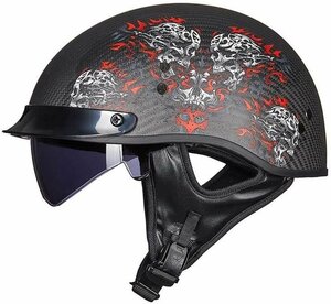 TZX687★オフロード　 ハーフヘルメット 半帽 バイクヘルメット 炭素繊維内蔵サングラスサイズ各種あります多色選択可