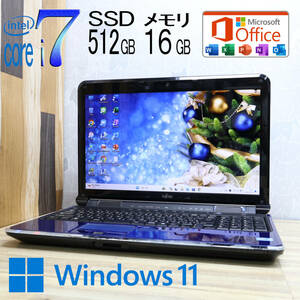 ★中古PC 最上級4コアi7！新品SSD512GB メモリ16GB★AH77/D Core i7-2630QM Webカメラ Win11 MS Office2019 Home&Business★P72404