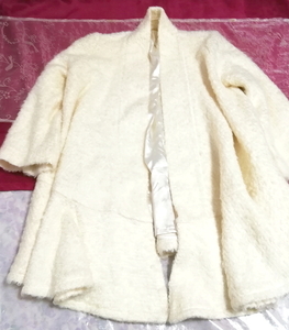 白フローラルホワイトふわふわフレアコートカーディガン/外套/アウター White floral white fluffy flare coat cardigan mantle