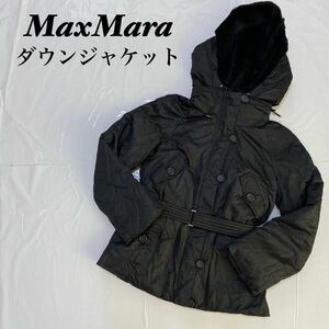 MaxMara マックスマーラ　フード付き　美品　シンプル　ダウンジャケット　黒 ジャケット アウター コート ブラック