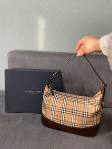 BURBERRY バーバリー 2way ハンドバッグ ワンショルダー キャンバス レザー ブラウン ノバチェック 肩掛け ショルダー カバン レディース