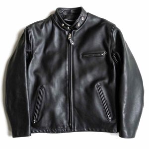 【美品/ビッグサイズ】SCHOTT【641/シングルライダースジャケット】42 ボアライナー付き 襟 レザー アメリカ製 ショット 2408434