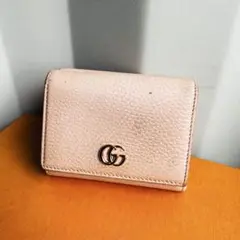 781激安早い者勝ち✨GUCCI ピンクベージュ 三つ折り財布 プチマーモント