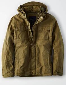 * ラスト * AE アメリカンイーグル AEO Filled Military Jacket ミリタリー 中綿ジャケット フードジャケット XL / Olive *