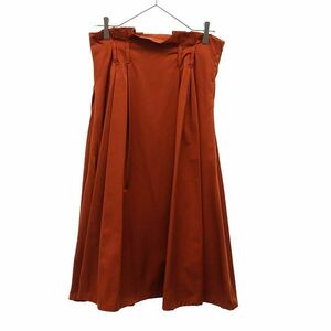 ザラウーマン タック フレア ロングスカート S ブラウン ZARA WOMAN レディース