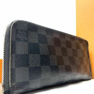 1円 ●新型●LOUIS VUITTON ルイヴィトン メンズ ダミエ グラフィット ジッピーウォレット ヴェルティカル 長財布 黒ブラック N63095