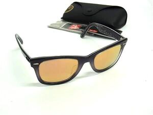 1円 ■極美品■ Ray-Ban レイバン RB2140-F ミラーレンズ サングラス 眼鏡 メガネ メンズ レディース パープル系×ブラック系 FJ3978