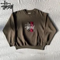 OLD STUSSY ロゴ刺繍 スウェット グリーン 白タグ M ステューシー