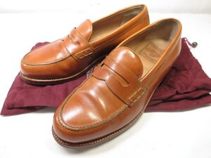 HH超美品 【ハインリッヒディンケラッカー Heinrichdinkelacker】 レザー コインローファー スリッポン 靴 (メンズ)size7 薄茶■30MZA5835