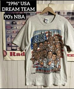 90s USA PRO PLAYER NBA Dream Team USAドリームチームカリカチュアヴィンテージTシャツ96年アトランタオリンピックバスケットアメリカ代表