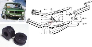 BMW・02シリーズ 純正フロントエキゾストブラケットマウントラバー ２個セット一台分【18 21 1 103 237】マルニターボ 1502 1602 1802 2002