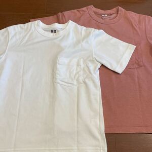 ★未使用★ユニクロ UT 2点 140 白 ピンク UNIQLO キッズ 美品 半袖 Tシャツ ポケット