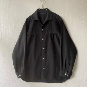 【後染め】ISSEY MIYAKE MEN ギャザー シャツ / 2 コットン ブラック T2-12059-1638 sale