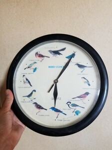 QUARTZ クォーツ 鳥のさえずり 掛時計 掛け時計 時計 野鳥 クロック 直径32cm レトロ 当時物　bird　clock