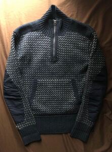 【希少】極美品 RRL BIRDSEYE PULLOVER SWEATER ダブルアールエル モックネック インディゴ バーズアイ クラシック アンティーク ニット XS