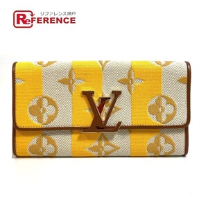 LOUIS VUITTON ルイヴィトン M80416 モノグラム ポルトフォイユ カプシーヌ ストライプ 長財布 キャンバス/レザー ジョーヌ【中古】