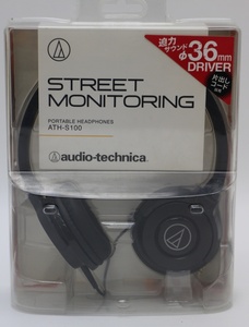 未使用 保管品 audio-technica STREET MONITORING ポータブル ヘッドホン ブラック ATH-S100