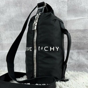 希少 GIVENCHY ジバンシー 2WAYウエストポーチ ボディバッグ ショルダー ハンド 斜めがけ キャンバス ロゴ型押し メンズ 通勤 通学 黒