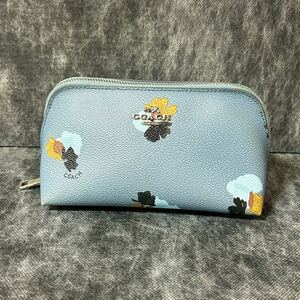  COACH コーチ　 ポーチ　 コスメポーチ　化粧ポーチ　フラワー　花柄　ブルー　＊26