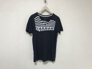 本物アルマーニエクスチェンジARMANI AXコットンVネックプリント半袖TシャツメンズサーフアメカジミリタリーワークグレーSペルー製