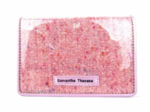 サマンサタバサ パスケース ツイード ラメ カードケース 定期入れ ブランド レディース ピンク Samantha Thavasa