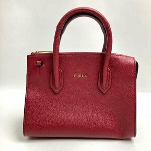 t)フルラ FURLA ルーチェ ボルドー ハンドバッグ ショルダーバッグ 2way 鞄 中古 ※保存袋/ショルダーストラップ有り