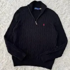 新品未使用 Ralph Lauren ハーフジップニット ケーブルニット 黒