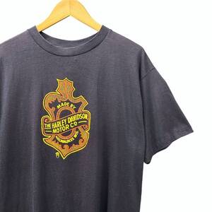 80s ビンテージ ハーレーダビッドソン 両面プリント Tシャツ XL ブラック USA製 80年代 ヴィンテージ Harley Davidson バイカー チョッパー