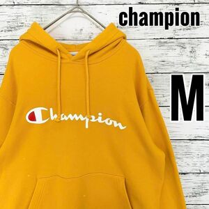 champion パーカー　オレンジ　橙　プリント　ロゴ　フード　【M】