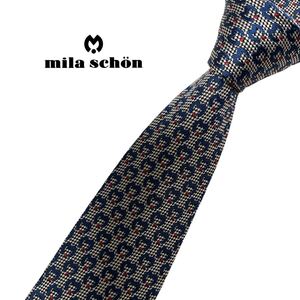 mila schon ネクタイ やや細身 ロゴマーク総柄 ミラショーン USED 中古 m1244