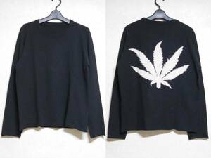 初期 ルシアンペラフィネ S 黒×白×ピンク カシミア ニット ヘンプ ガンジャ マリファナ WEED柄 正規品 本物 長袖 セーター コロネット