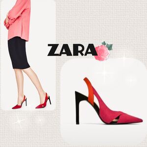 sale!新品タグ付☆ZARAザラ☆バイカラークロスストラップパンプス