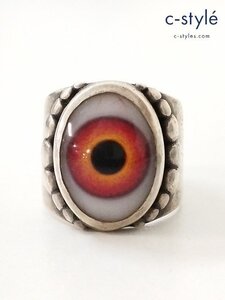 D237a [人気] CRAZY PIG クレイジーピッグ BEADED EYE RING ビーデットアイ 義眼 ヒューマン橙 シルバー | ジュエリー O