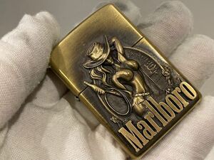 1円 ZIPPO ライター マルボロ Marlboroジッポ Zippoオイルライター真鍮製 中古品 喫煙グッズ ジッポー 火花確認済R658119