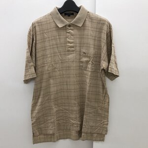 BURBERRY LONDON バーバリー 半袖ポロシャツ カットソー トップス Lサイズ コットン100 ベージュ系 チェック[C6241]