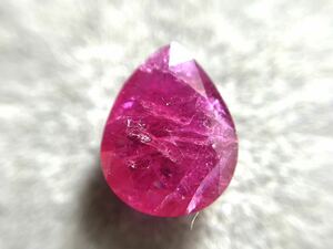 パープリッシュレッド ルビー 1.64ct 9.3x7.3mm ペアー　宝石 モザンビーク *加熱★100円スタート★