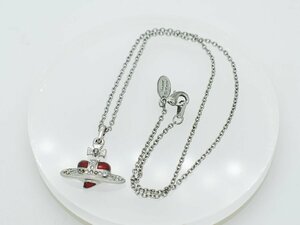 ■【YS-1】 ヴィヴィアンウェストウッド ディアマンテ ネックレス ■ シルバー系 × レッド系 トップ2.3cmｘ2.5cm 【同梱可能商品】■C